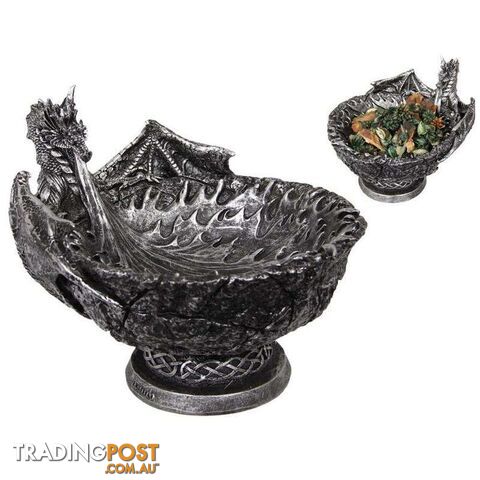 Silver Dragon Breathing Fire Bowl 23cm - 9319844619912