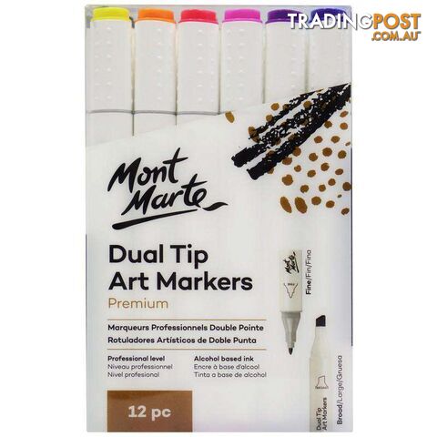 Premium Art Markers Dual Tip 12pc - 9328577036972