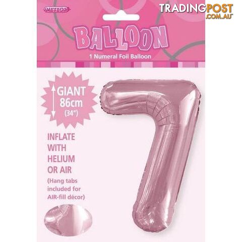 Lovely Pink 7 Numeral Foil Balloon 86cm (34) - 9311965506577