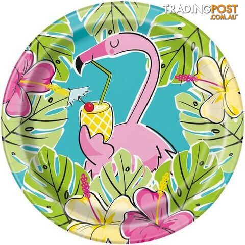 Summer Pineapple & Flamingo 8 x 18cm (7) Paper Plates - 011179726943