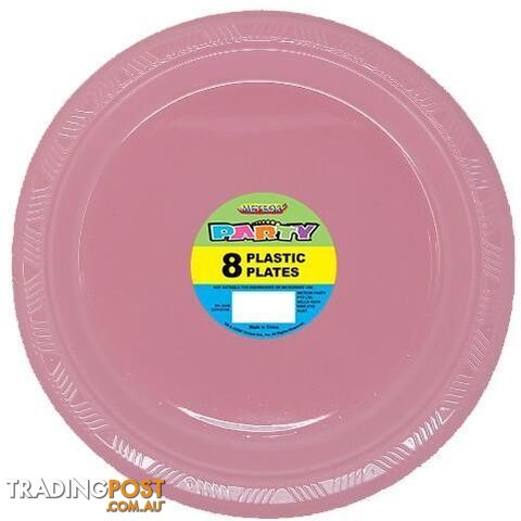 Lovely Pink 8 x 23cm (9) Plastic Plates - 9311965320227
