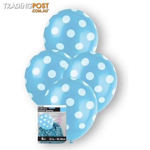 Dots Powder Blue 6 x 30cm (12) Balloons - 9311965575993