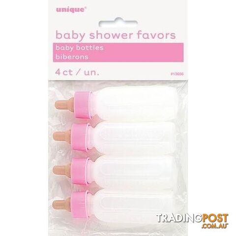 4 Baby Bottles With Pink Top - 011179136568