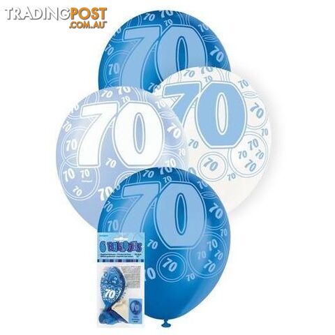 Glitz Blue 6 x 30cm (12) Latex Balloons - 70 - 011179808892