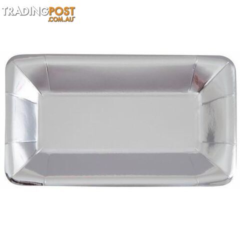 Silver Foil 8 x 23cm x 13cm (9 x 5) Rectangle Appetizer Paper Plates -...