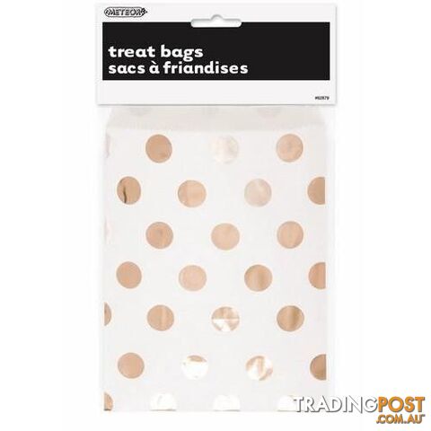 Foil Dots Rose Gold 8 Treat Bags 183cm H x 133cm W 72 x 52 - 9311965628798