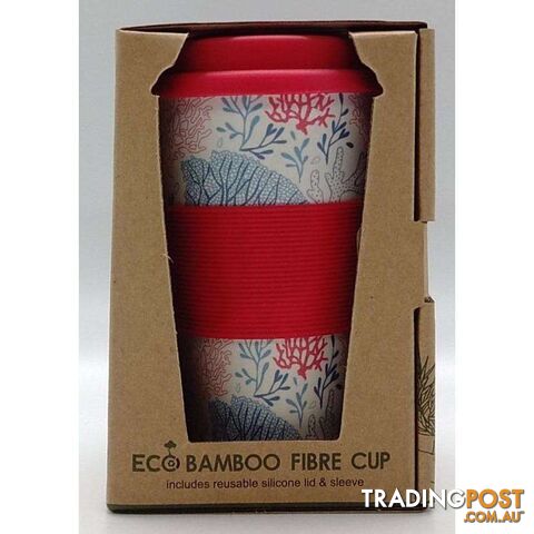 Eco-Bamboo Fibre Mug - Red with Corals 400ml - 800099