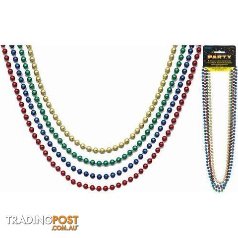 4 Assorted Metallic Bead Necklaces 81cm 32 - 011179953202