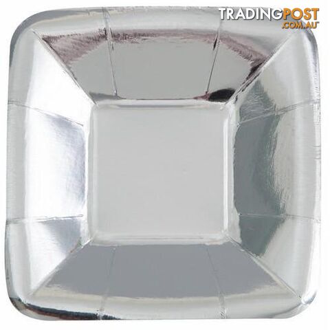 Silver Foil 8 x 13cm (5) Square Appetizer Paper Plates - 011179516742