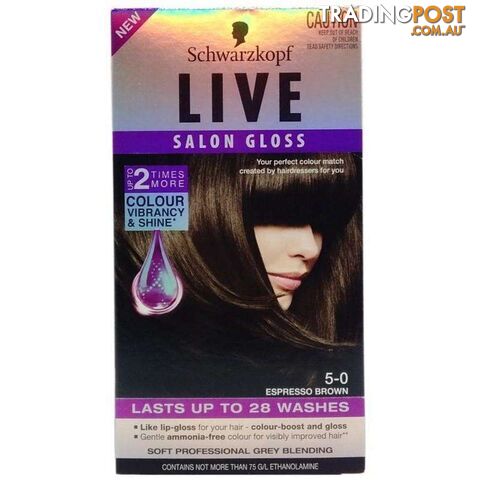 Schwarzkopf Live Salon Gloss Permanent Hair Colour Espresso Brown 3Pk - 900057