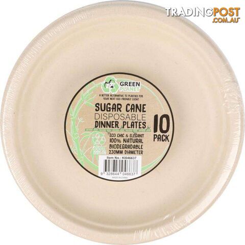 Sugar Cane Party Disposable Dinner Plates 10 Pack - 9328644046637