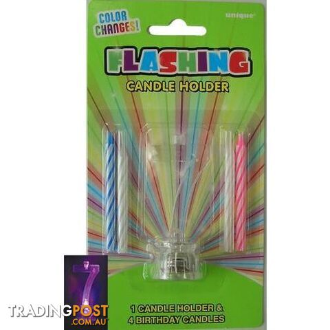 Flashing Birthday Candle In Holder - 7 - 011179375370