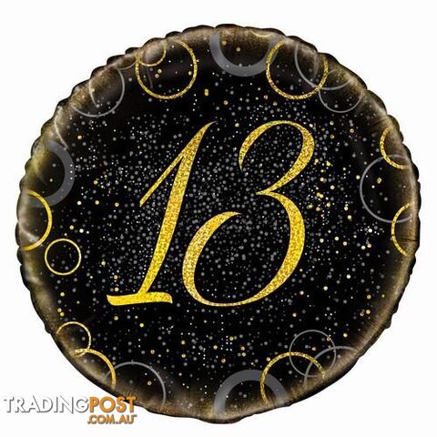 Glitz Gold 13th Birthday 45cm (18) Foil Balloon Packaged - 011179558308