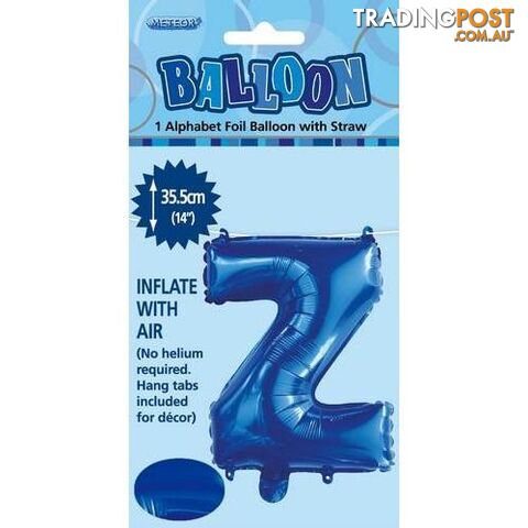 Royal Blue Z Alphabet Foil Balloon 35cm (14) - 9311965447351