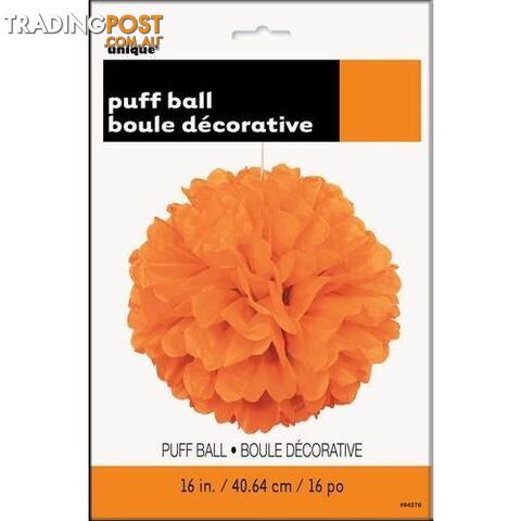 Puff Ball Decor Pumpkin Orange 40cm (16) - 011179642762