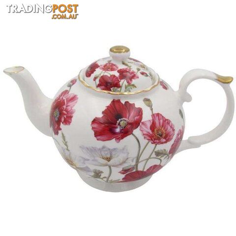 Poppies Flower White Teapot 1L - 9342816080038