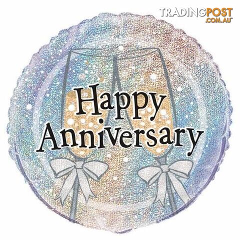 Happy Anniversary 45cm (18) Foil Prismatic Balloons Packaged - 011179555253