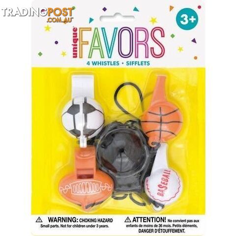 4 Sport Ball Whistles - 011179847808