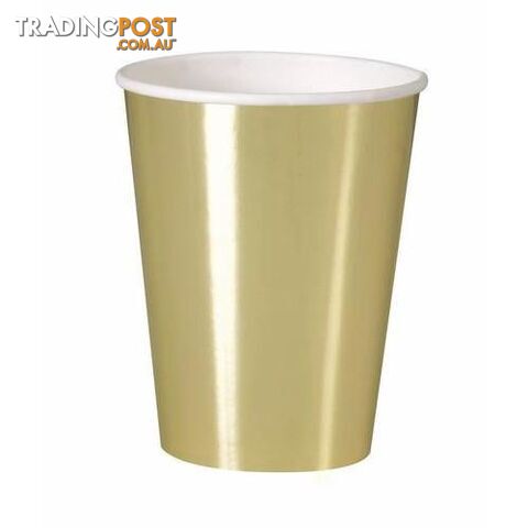 Gold Foil 8 x 270ml (9oz) Paper Cups - 9311965322931