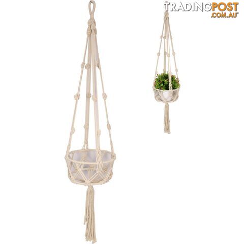 Cream Macrame Pot Holder 115cm - 9319844580816