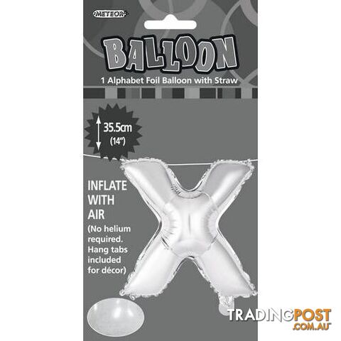 Silver x Alphabet Foil Balloon 35cm (14) - 9311965447030