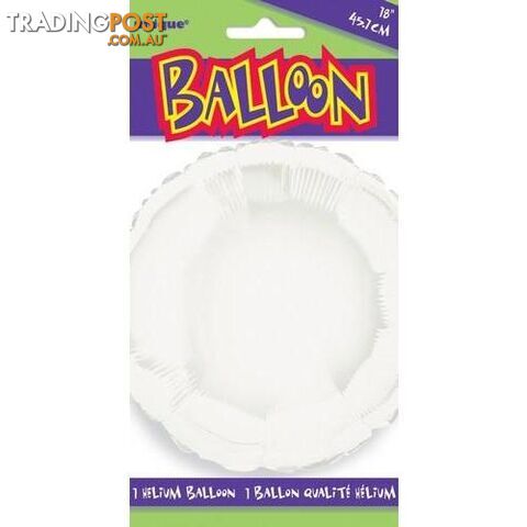 White Round 45cm (18) Foil Balloon Packaged - 11179533411