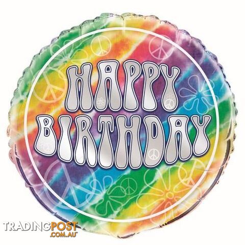 Tie Dye Birthday 45cm (18) Foil Balloon Packaged - 011179991778