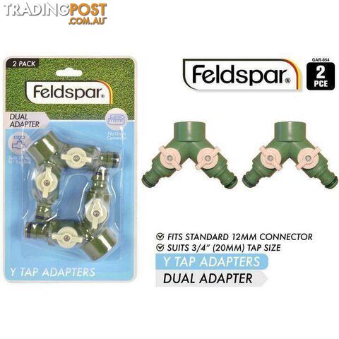 Y Dual Tap Adapters with Locks Fits 12mm Hose 20mm Tap 2pcs - 9315892210569