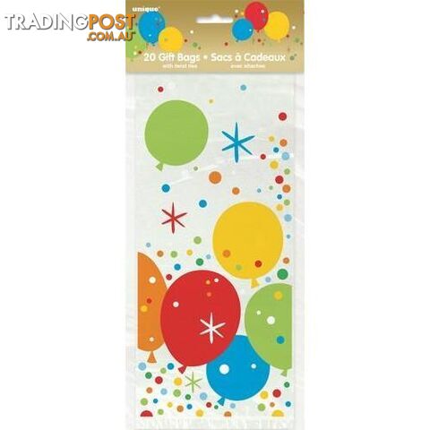 Glitzy Gold Birthday 20 Cello Bags 28cm H x 13cm W 11 x 5 - 011179582204
