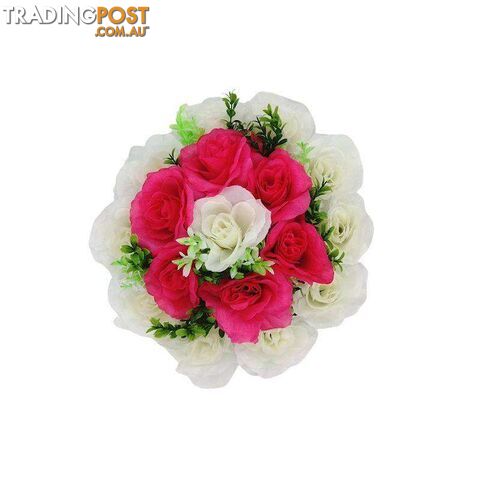 Artificial Flowers Wreath White & Dark Pink Med 25cm - 800330