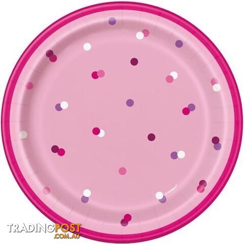 Pink 8 x 18cm (7) Paper Plates - 011179836048
