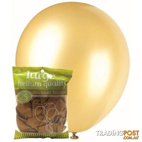 Gold - 25 x 30cm (12) Metallic Balloons - 9311965025689