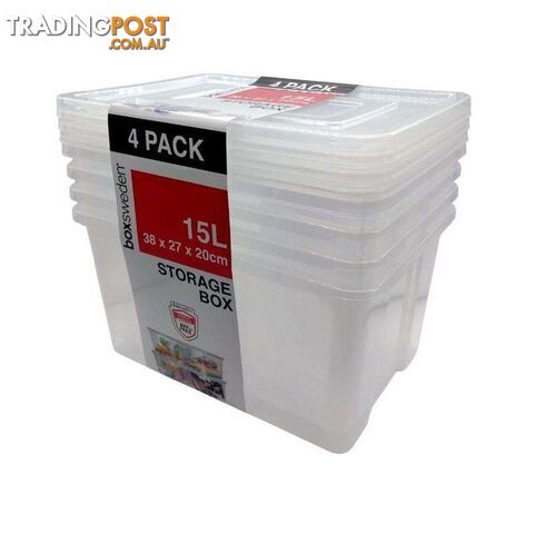 Plastic Storage Box Transparent 4 Pack - 9340957062012