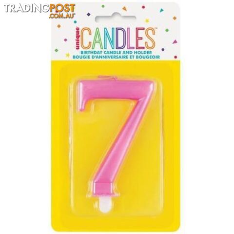 Numeral Candle 7 - Metallic Pink - 011179196074