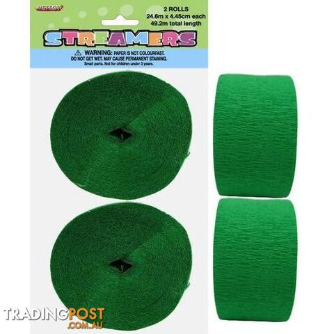 Crepe Streamers Emerald Green 2 x 24m (81ft) - 9311965630876