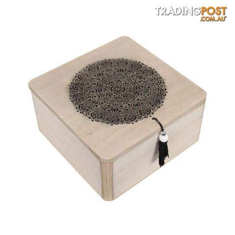 Square Mandala Box with Tassle 16cm - Black - 800265
