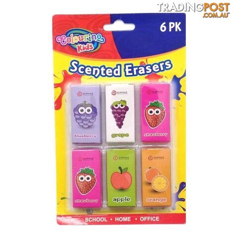 Novelty Scented Erasers 6PK - 9332625045342