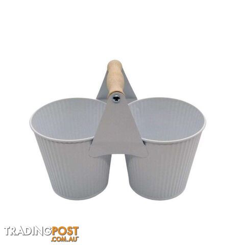 Double Bucket with Handle White 22x11x17cm - 800585