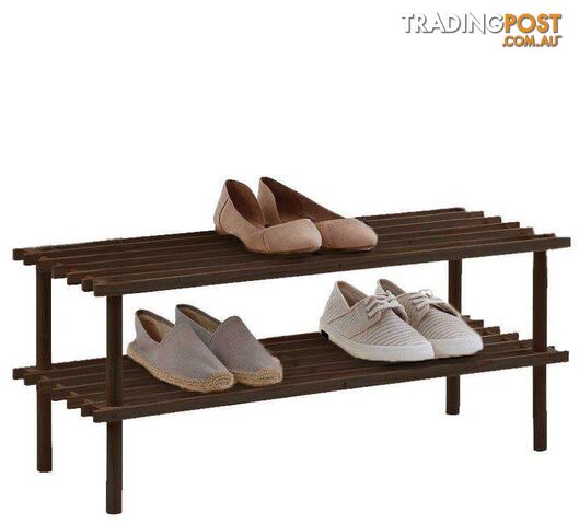 Shoe Rack 2 Tier Chocolate 74x26x34cm - 9337922003446