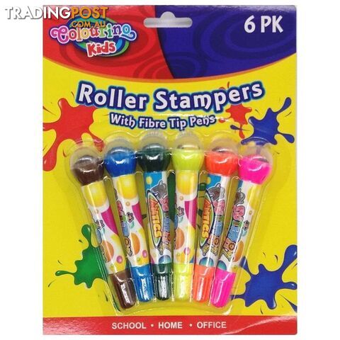 6PK Animal Antics Roller Stamps with Fibre Tip Pens - 9332625009023