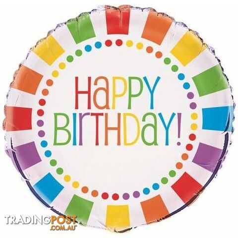 Rainbow Birthday 45cm (18) Foil Balloon Packaged - 011179471270