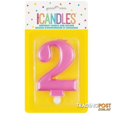 Numeral Candle 2 - Metallic Pink - 011179196029