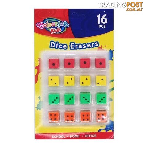 Novelty Dice Erasers 16PK - 9332625013686