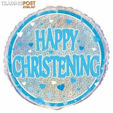 Blue Christening 45cm (18) Foil Prismatic Balloons Packaged - 011179555352