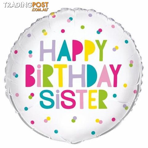 Happy Birthday Sister 45cm (18) Foil Balloon Packaged - 011179540433