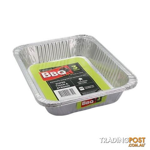 Rectangular Foil BBQ Trays 32x27x6cm 3Pk - 9340957068458