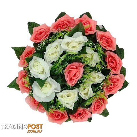 Artificial Flowers Wreath White & Apricot Lge 35cm - 800327