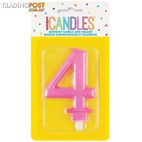 Numeral Candle 4 - Metallic Pink - 011179196043