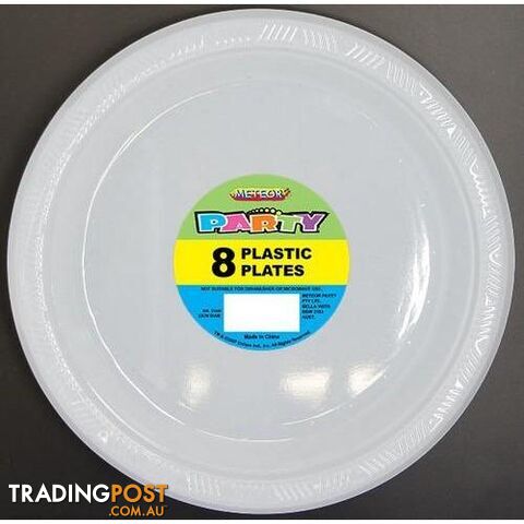 Bright White 8 x 23cm (9) Plastic Plates - 9311965321323