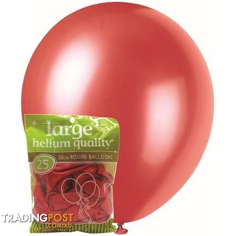Cherry Red - 25 x 30cm (12) Metallic Balloons - 9311965025696